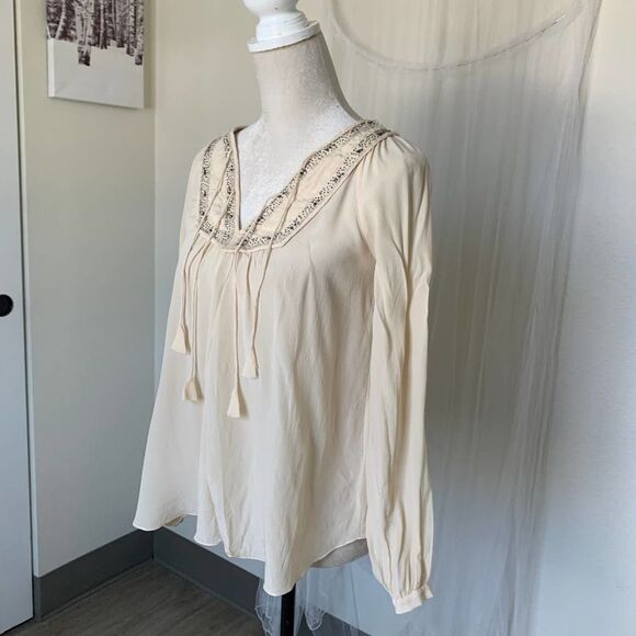 Rebecca Taylor Tops - REBECA TAYLOR 100% silk white blouse top long sleeve sz 0 or xs